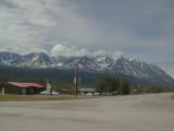 Junction of Alaska Highway & Haines Highway, main intersection in Haines Junction; Kluane Range in background
