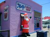 Lolly shop in Stratford with Santa outside
