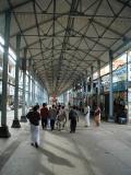 Pilgrims under awning